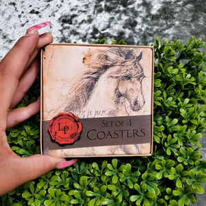 Big Sky Carvers LP Horse Sentiment 4 Set Coaster